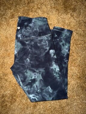 Lululemon Black & Teal Tie-Dye High-Rise Leggings